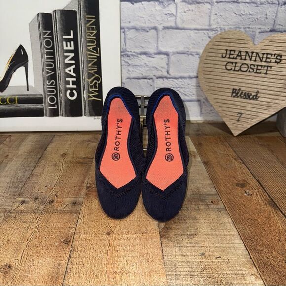 Retired Rothy’s Women's Navy Blue Honeycomb Luxury Ballet Flats US Size 6 1/2 - Picture 1 of 13
